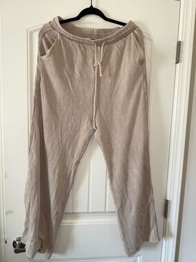 Three Bird Nest Drawstring Lounge Pants - Beige